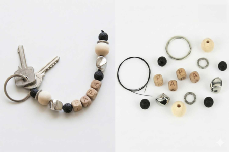 Porte-clés "Papa" en perles de lave - Porte-clés – 10doigts.fr