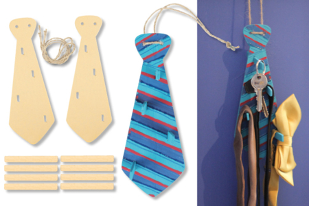 Porte-cravates en bois à monter - 2 pièces - Kits activités fête des pères – 10doigts.fr