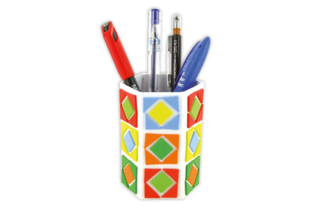Pots à crayons déco mosaïques en caoutchouc - Tutos Objets décorés – 10doigts.fr