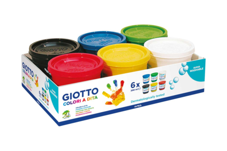 Gouache aux doigts Giotto, 200 ml - 6 couleurs - Peinture aux doigts – 10doigts.fr