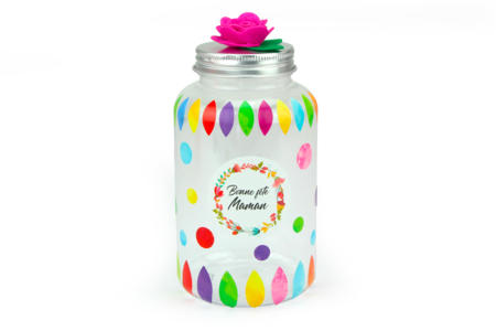pot transparent décoré - Plastique Transparent – 10doigts.fr