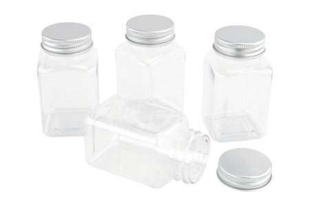 Pots en plastique avec couvercle, 4.5 x 8 cm - 4 pcs - Plastique Transparent – 10doigts.fr