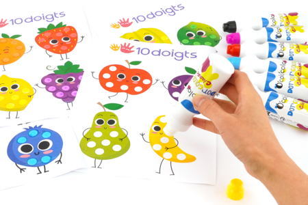 Fruits à tamponner - jeu des couleurs - Apprendre les couleurs – 10doigts.fr