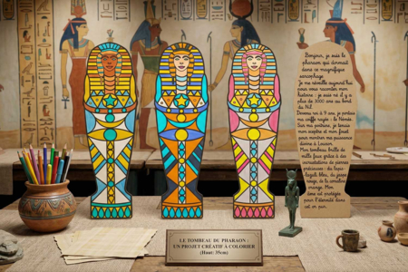 projet sarcophage à colorier - Activités manuelles de dessin : des tutos adaptés dès le plus jeune âge – 10doigts.fr