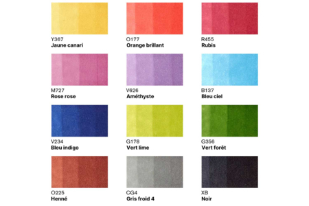Promarker Set 1 - 12 couleurs +1 - Feutres à alcool : des couleurs intenses et des dégradés sans traces – 10doigts.fr