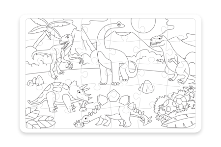 Grand  Puzzle Dinosaures à colorier - Puzzle à colorier, dessiner ou peindre – 10doigts.fr