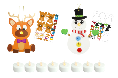 renne et bonhomme neige lumineux - Guirlandes et suspensions Noël – 10doigts.fr