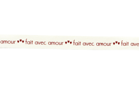 Ruban "Fait avec amour" - 2 mètres - Rubans et cordons – 10doigts.fr