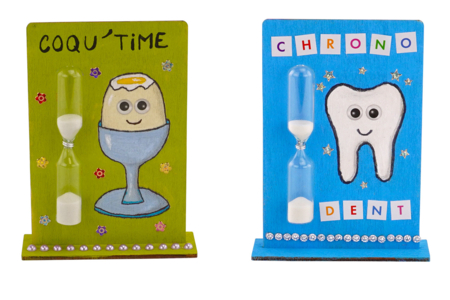 Sabliers + supports en bois - 4 pièces - Objets bois pour la cuisine – 10doigts.fr