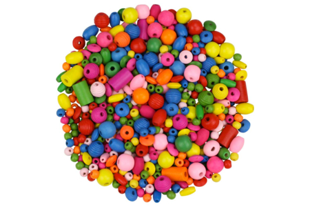 sachet 180 permes en bois colorées - Perles Bois – 10doigts.fr