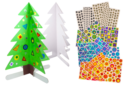 Sapins géants en carton + gommettes - 6 pièces - Supports de Noël en carton et papier – 10doigts.fr