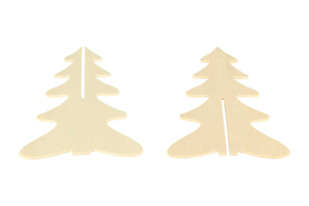 Sapins 3D en bois - 2 pièces - Objets en bois Noël – 10doigts.fr