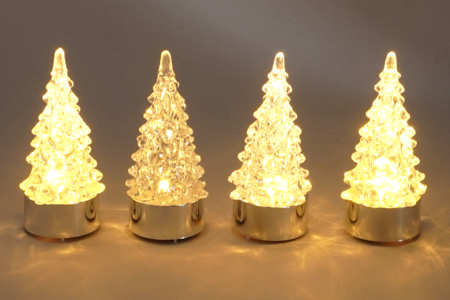 Sapins de Noël LED effet cristal - 4 pièces - Photophores Noël – 10doigts.fr