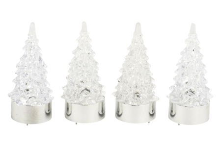 Sapins de Noël LED effet cristal - 4 pièces - Photophores Noël – 10doigts.fr