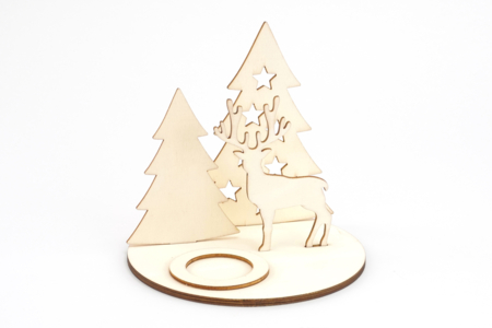 Bougeoirs avec scène de Noël en bois - 2 pièces - Bougeoirs en bois – 10doigts.fr