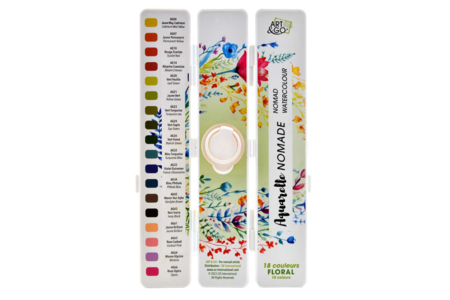 Set aquarelle nomade 18 godets amovibles - Couleurs aquarelle – 10doigts.fr