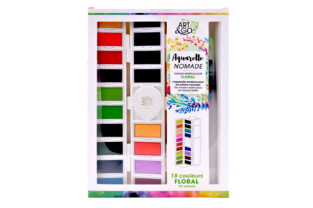 Set aquarelle nomade ART & GO floral - Couleurs aquarelle – 10doigts.fr