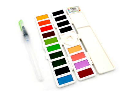 Set aquarelle nomade ART & GO : palette accordéon - Couleurs aquarelle – 10doigts.fr