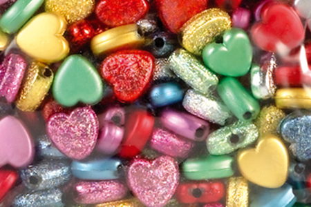 Perles coeurs métallisées et pailletées - 160 perles - Perles en plastique – 10doigts.fr