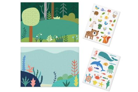 set de 2 décors plus décors mer et foret - Kits créatifs avec gommettes : le plein d’idées pour les petits artistes – 10doigts.fr
