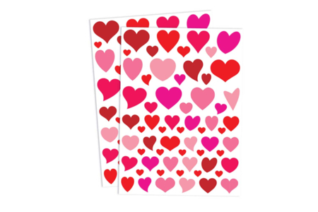 Set de 2 planches de gommettes coeurs Déco camaieu de rose - Gommettes cœur : des cœurs adhésifs pour vos activités créatives – 10doigts.fr