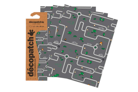 Papier Décopatch Circuit auto - 3 feuilles N° 907 - Papiers Décopatch – 10doigts.fr