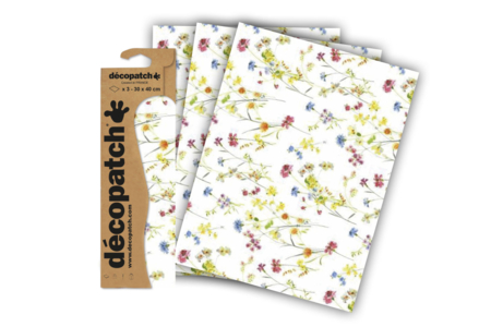 Papier Décopatch fleurs - 3 feuilles N°851 - Papiers Décopatch – 10doigts.fr