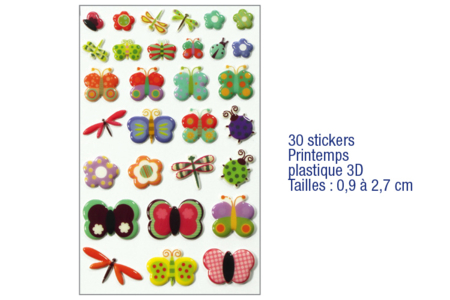 Stickers printemps 3D, en plastique - 10doigts.fr