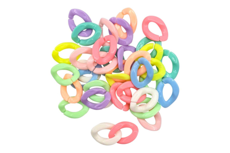 Set de 36 perles chainons pastel  - Perles Acrylique – 10doigts.fr