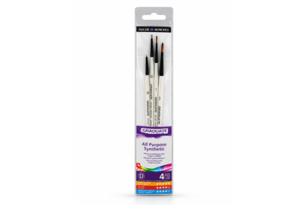 Set de 4 pinceaux Daler-Rowney Graduate n°2, détail, synthétiques - Pinceaux aquarelle – 10doigts.fr