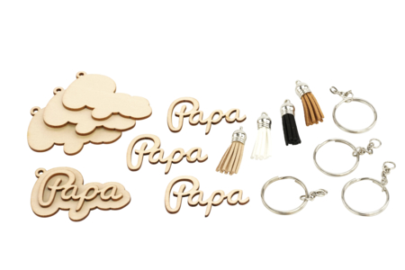 Set de 4 porte-clés" papa" - Bijoux et porte-clefs en bois – 10doigts.fr