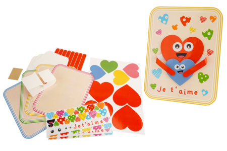 Set de 4 tableaux cœurs calin en carte - Kits fête des parents – 10doigts.fr