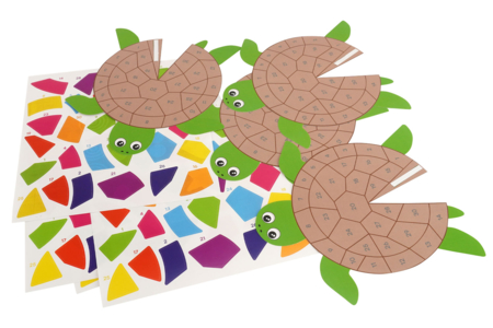 Set de 4 tortues 3D + gommettes - Kits créatifs avec gommettes : le plein d’idées pour les petits artistes – 10doigts.fr