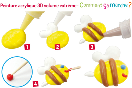 Stylos de peinture 3D volume extrême - 6 tubes 22 ml - Peinture à relief – 10doigts.fr
