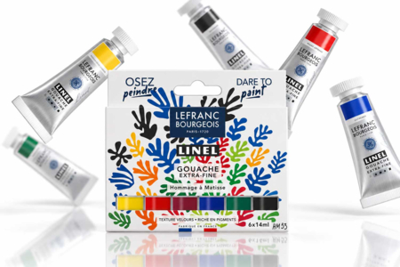 Set de 6 tubes de gouache Linel « Hommage à Matisse », 6 x 14 ml - Gouache fine artiste : des couleurs opaques et lumineuses – 10doigts.fr