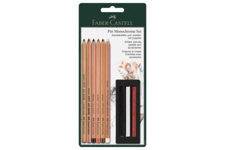 Set de crayons Pitt Monochrome - 9 pièces - Crayons graphite et mines pour le dessin – 10doigts.fr