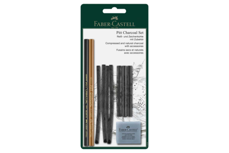 Set de fusains Pitt Charcoal - 10 pièces - Crayons graphite et mines pour le dessin – 10doigts.fr