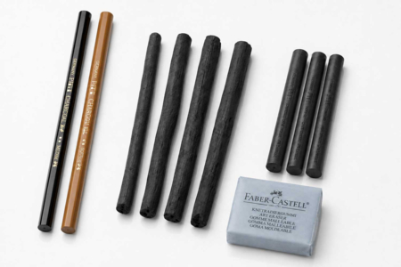 Set Pitt Charcoal 10 pièces (fusains secs & naturels) - Crayons graphite et mines pour le dessin – 10doigts.fr