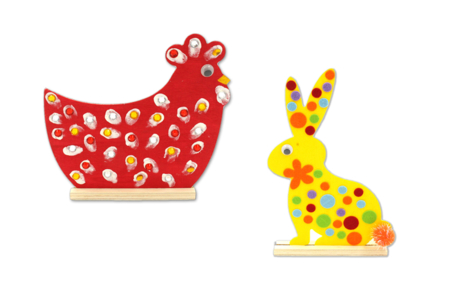 Silhouette lapin ou poule en bois + socle - Kits activités Pâques – 10doigts.fr