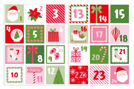 Stickers calendrier de l'avent Santa - ARTEMIO - Calendriers de l'Avent à décorer – 10doigts.fr
