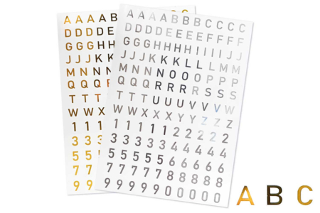 Stickers chiffres et alphabet transparents argentés x 137 pcs - Gommettes Alphabet, messages – 10doigts.fr