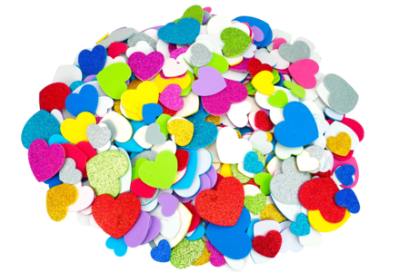 Stickers cœurs en caoutchouc souple - 500 pcs - Déco coeurs – 10doigts.fr