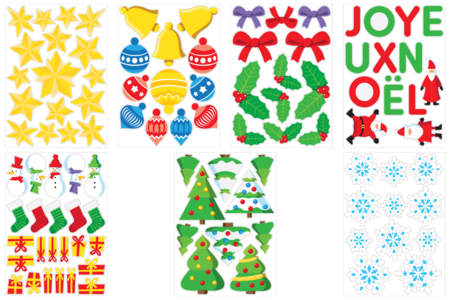 Stickers de Noël vitrostatiques pour fenêtres - 99 stickers - Décorations de Noël pour vitres – 10doigts.fr