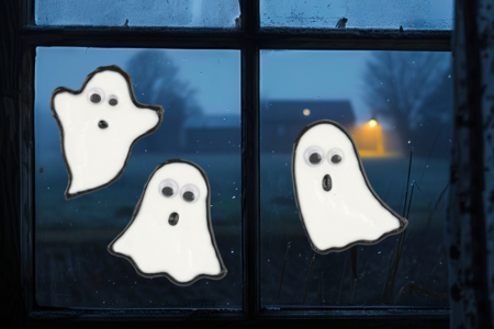 Fabriquer des stickers fantômes pour fenêtres - Activités manuelles Halloween – 10doigts.fr