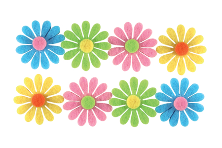 Fleurs en feutrine adhésive - 8 pcs - Stickers en Feutrine – 10doigts.fr