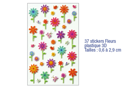 Stickers fleurs 3D, en plastique - 10doigts.fr