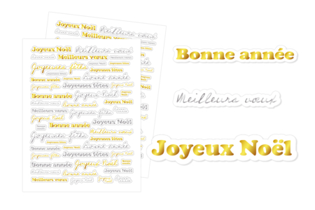 Gommettes métallisées "Meilleurs vœux" - 98 pcs - Gommettes et stickers Noël – 10doigts.fr
