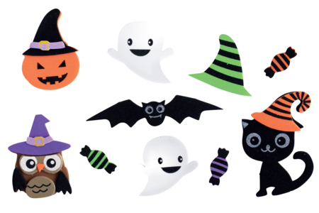 Stickers 3D en caoutchouc mousse - 10 pièces - Gommettes Halloween – 10doigts.fr