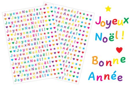 Stickers lettres "Joyeux Noël" et "Bonne année" - Gommettes et stickers Noël – 10doigts.fr