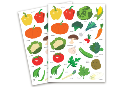 Gommettes légumes - 42 pcs - Gommettes Fleurs, Fruits et Légumes – 10doigts.fr